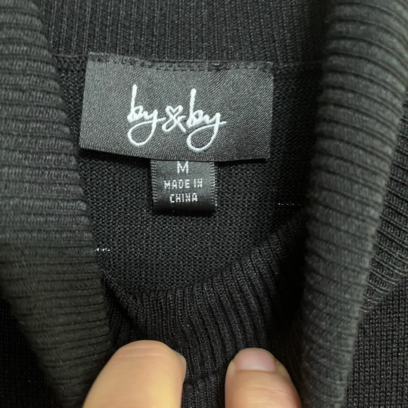 NWT By &By Womens Long Sleeve Black Pleather skirt dress Size M - Picture 5 of 9